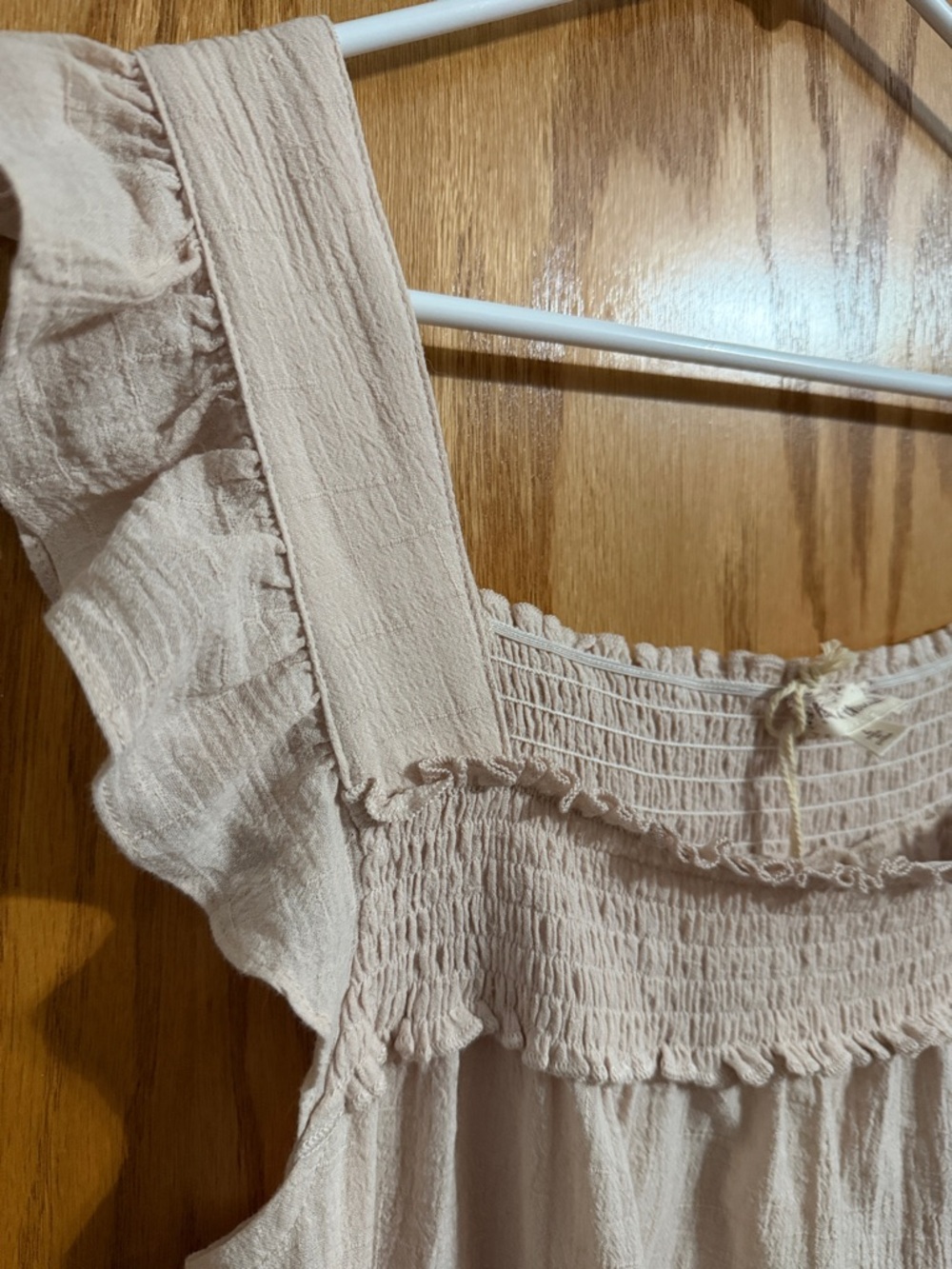 Hem & Thread Cream Ruffle Smocked Tank Top - Picture 3 of 6